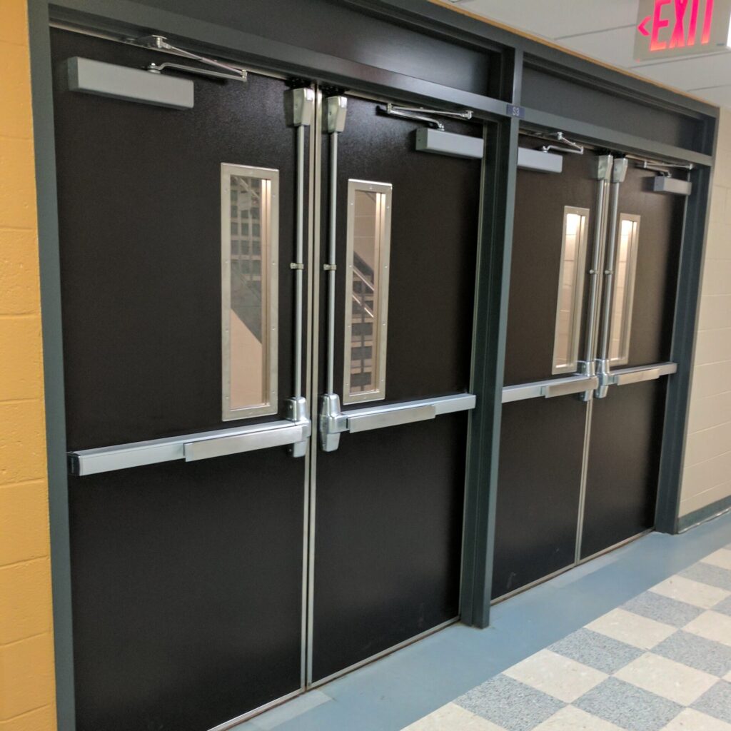 Commercial door repair of push exit devices